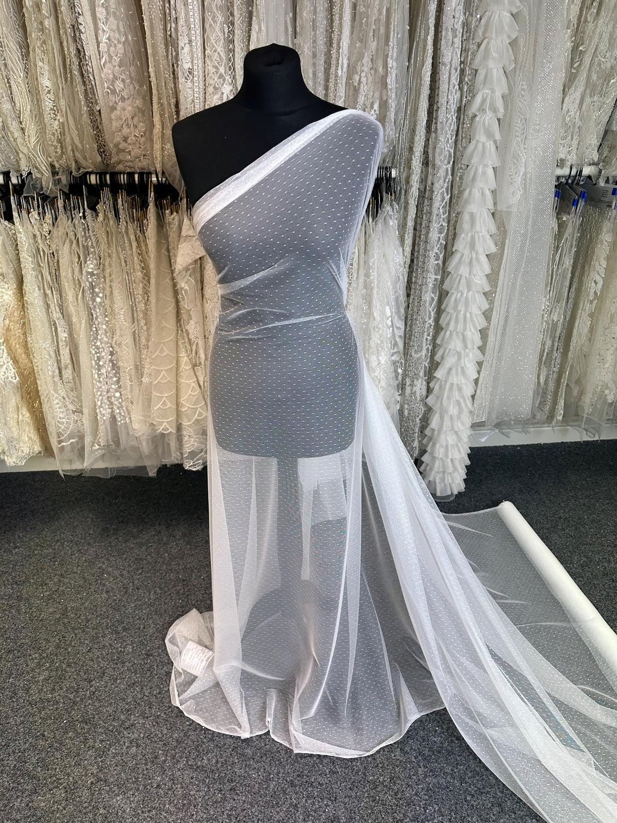 Tulle Transparent Blanc 174 Cm De Large – Tissu Polyester Doux Pour Robes, Décorations Mariage, Couture