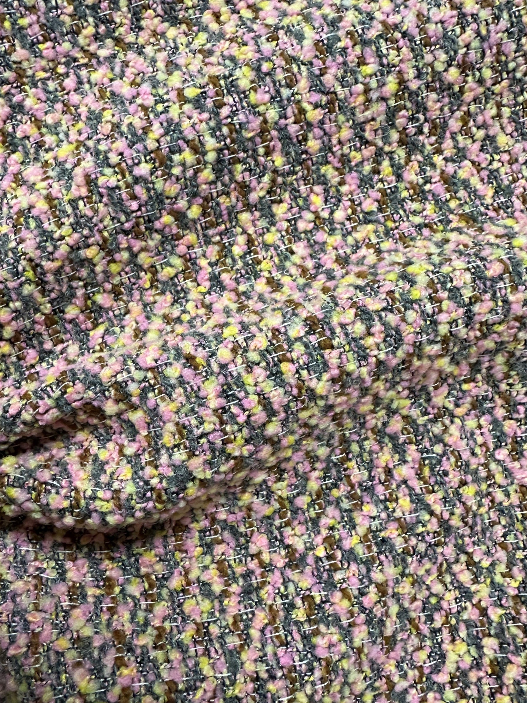 Pink Poly/Wool Boucle Fabric - Bamboozle