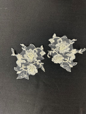 Appliques en dentelle ornées de perles ivoire - Sappy