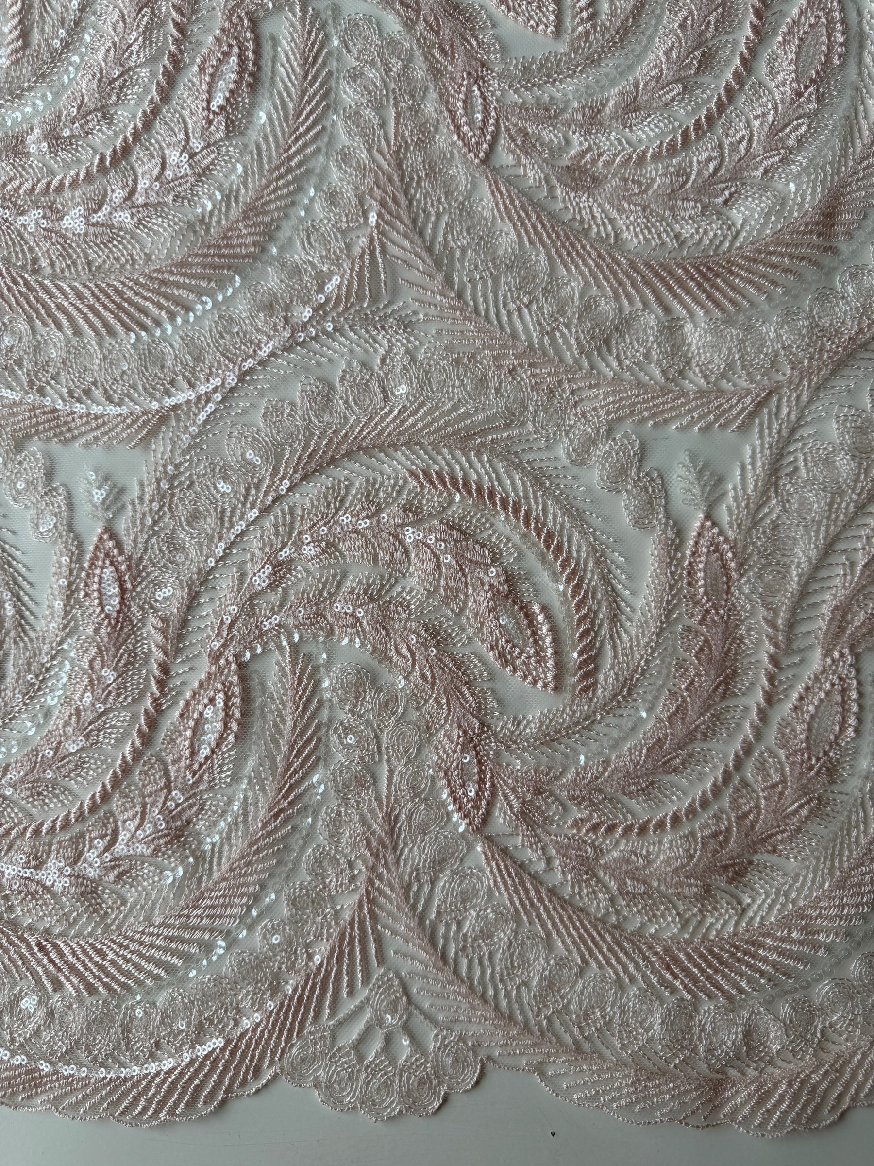 Dentelle à paillettes roses - EB3048