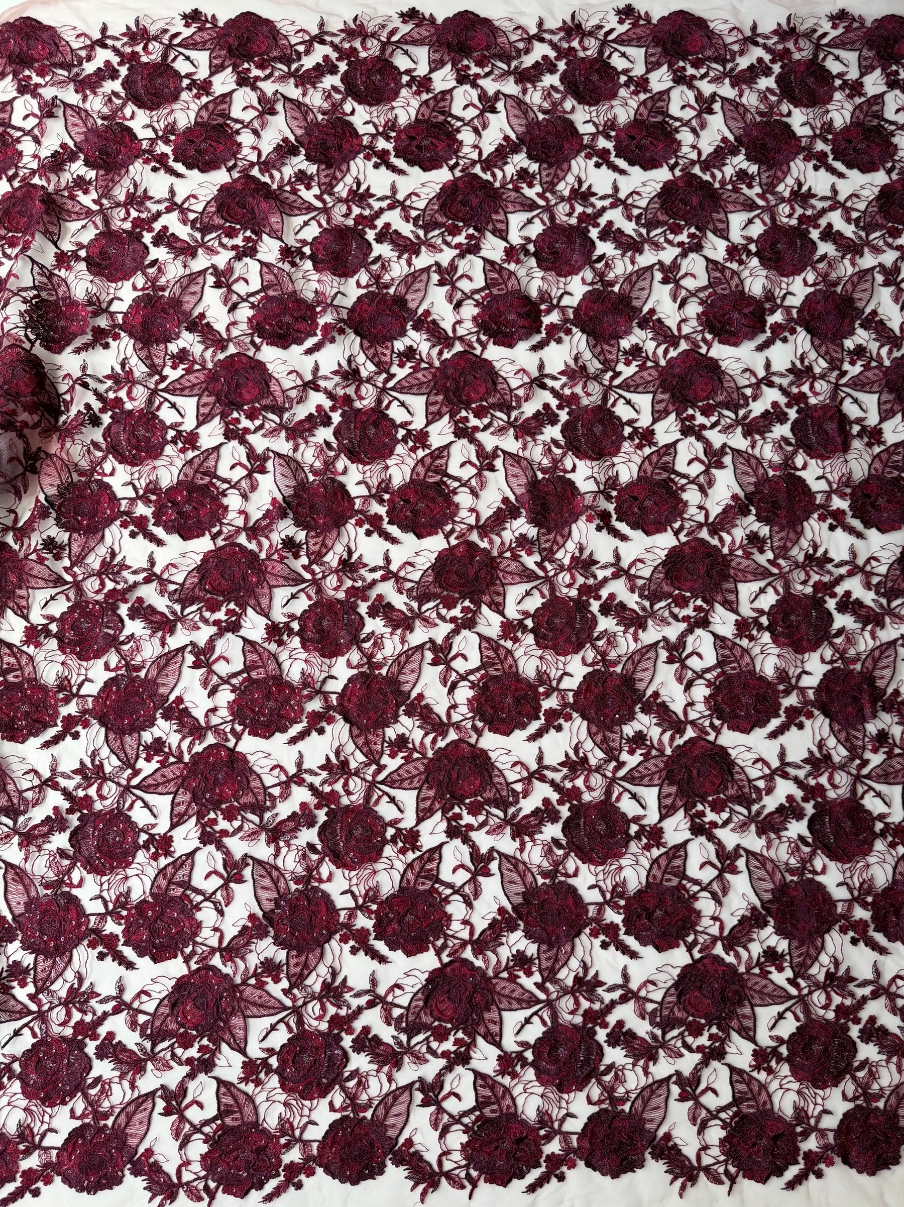 Dentelle à sequins brodée couleur vin – EB3059