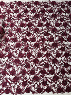 Dentelle à sequins brodée couleur vin – EB3059