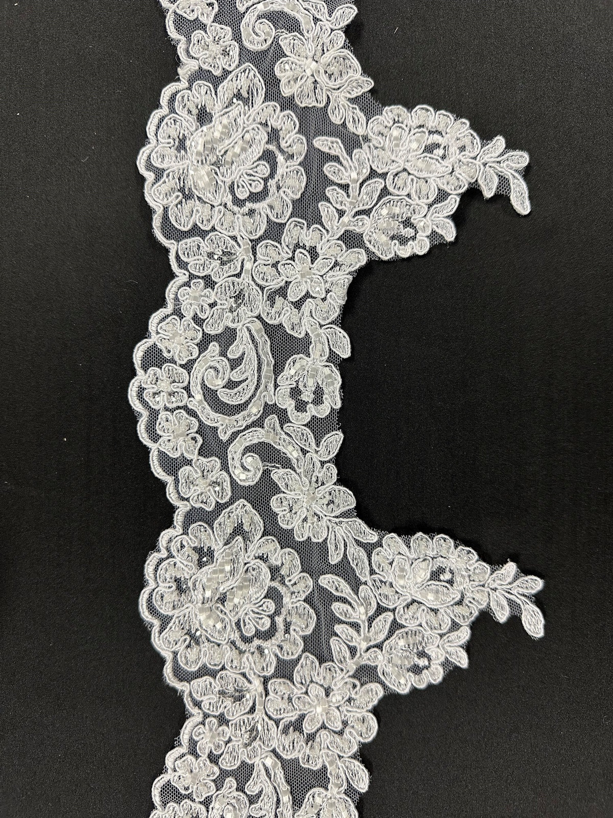 Bordure en dentelle blanche perlée et cordée - T 226 Perlée (CF)