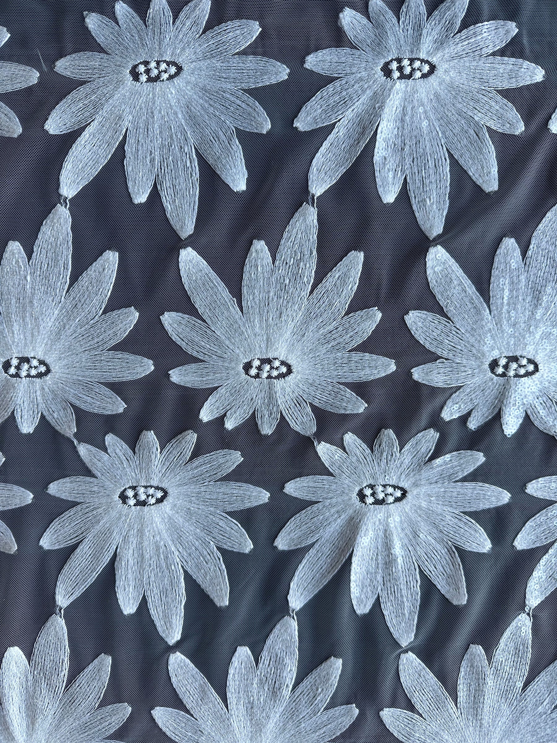 Dentelle brodée de sequins ivoire - Avancé