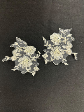 Appliques en dentelle ornées de perles ivoire - Sappy