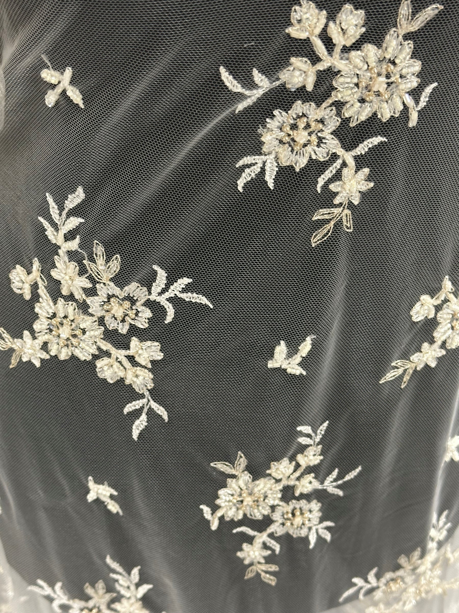 Dentelle perlée ivoire - Rame