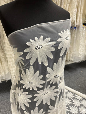 Ivory Sequin Embroidery Lace - Advance