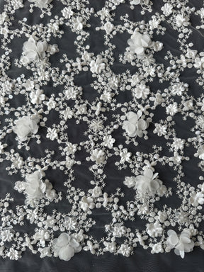 Dentelle brodée ivoire 3D - Savinder