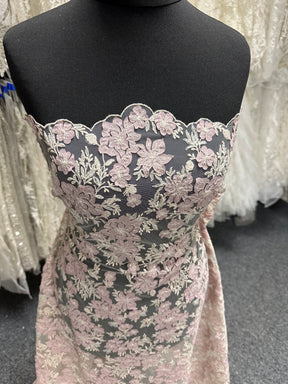Dentelle brodée Rose poudré - EB3053