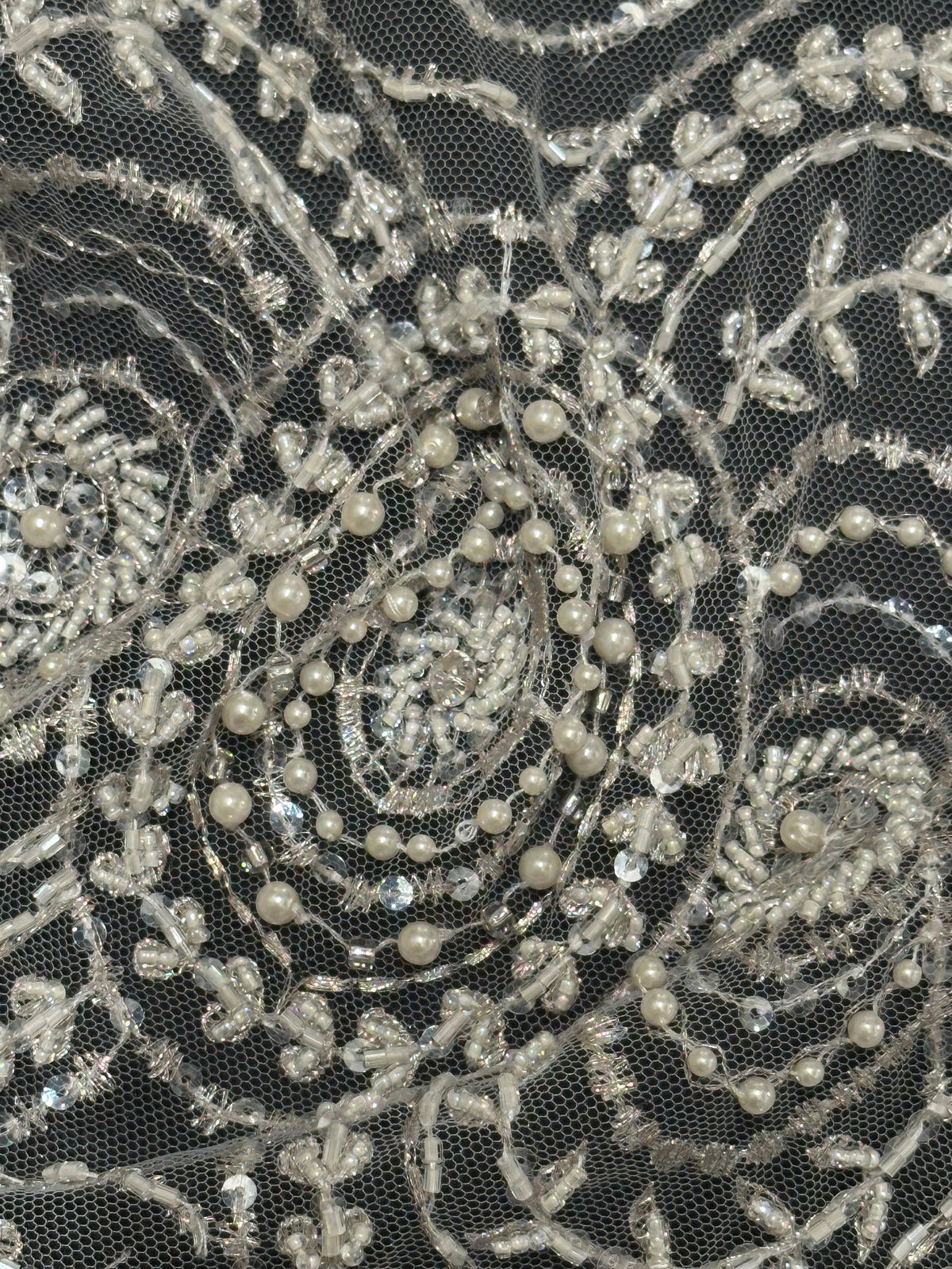 Dentelle de perles ivoire - Charlotte (CF)