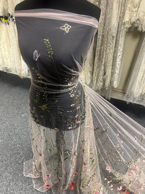 Dentelle brodée rose - Sassi