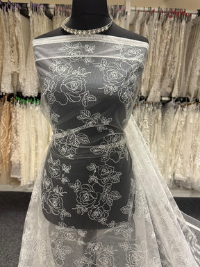 Dentelle Brodée Ivoire - Rose