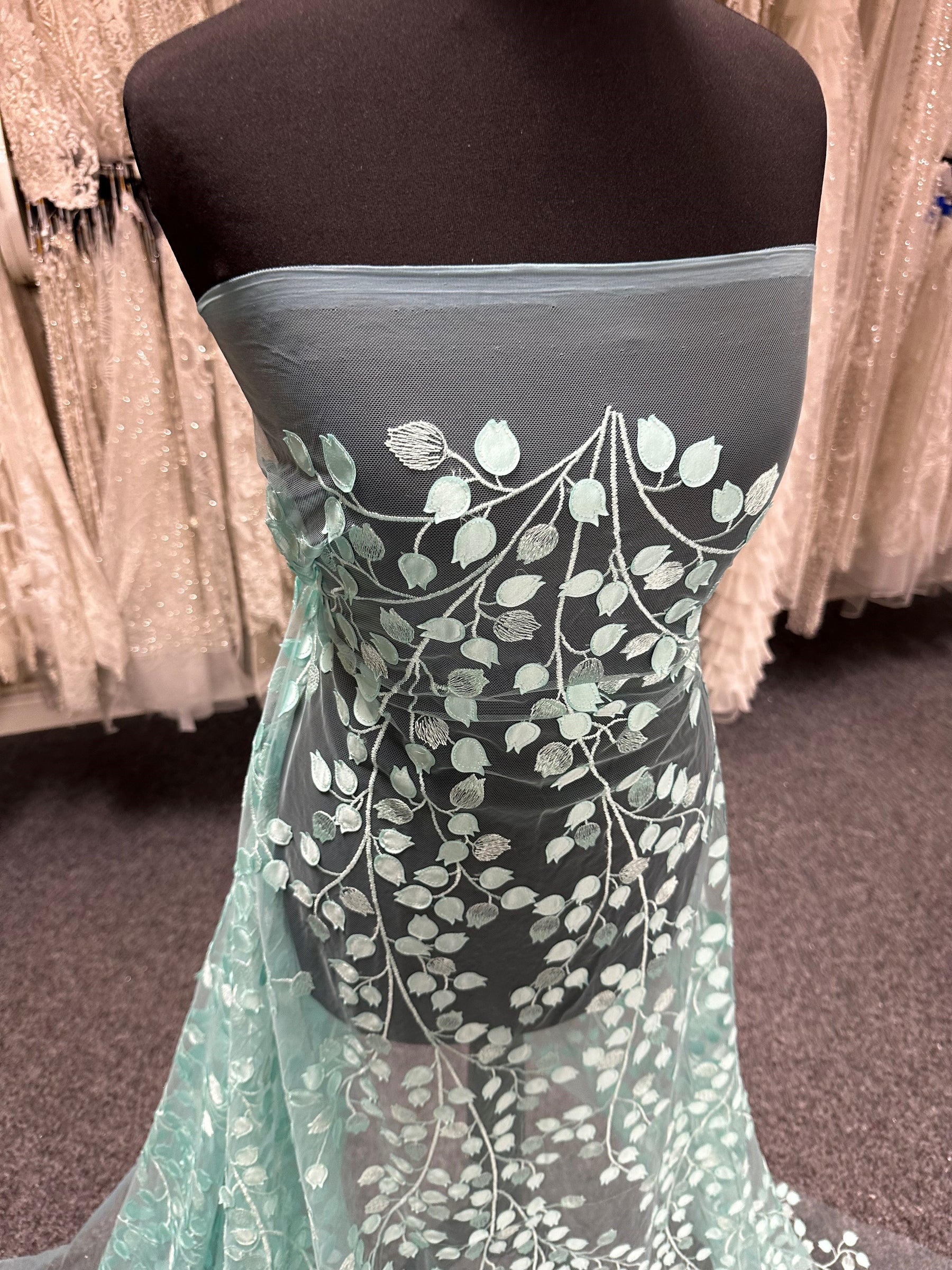 Dentelle brodée 3D Aqua - EB5034