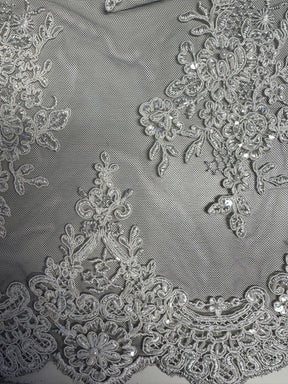 Broderie cordée ivoire sur dentelle noire - Salty (CF Sarina)