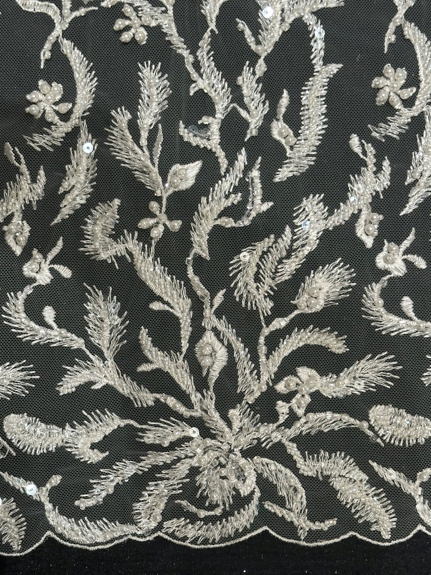 Dentelle florale dégradée ivoire - Paula (CF)