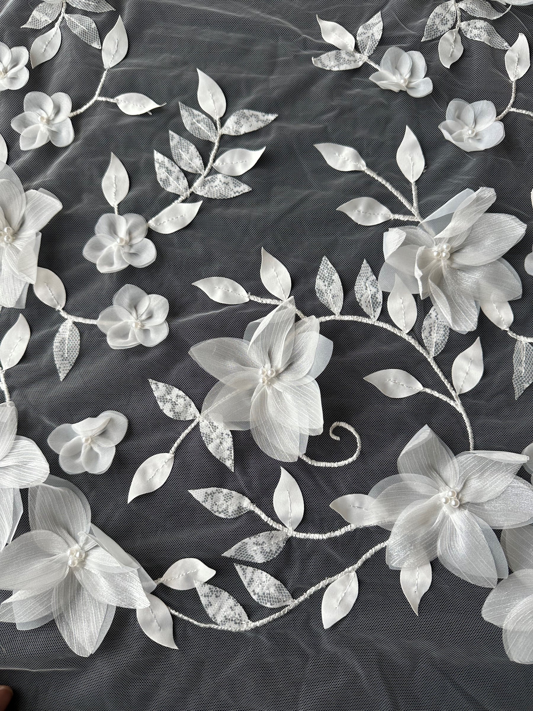 Dentelle florale 3D ivoire - Portobella