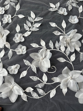 Dentelle florale 3D ivoire - Portobella