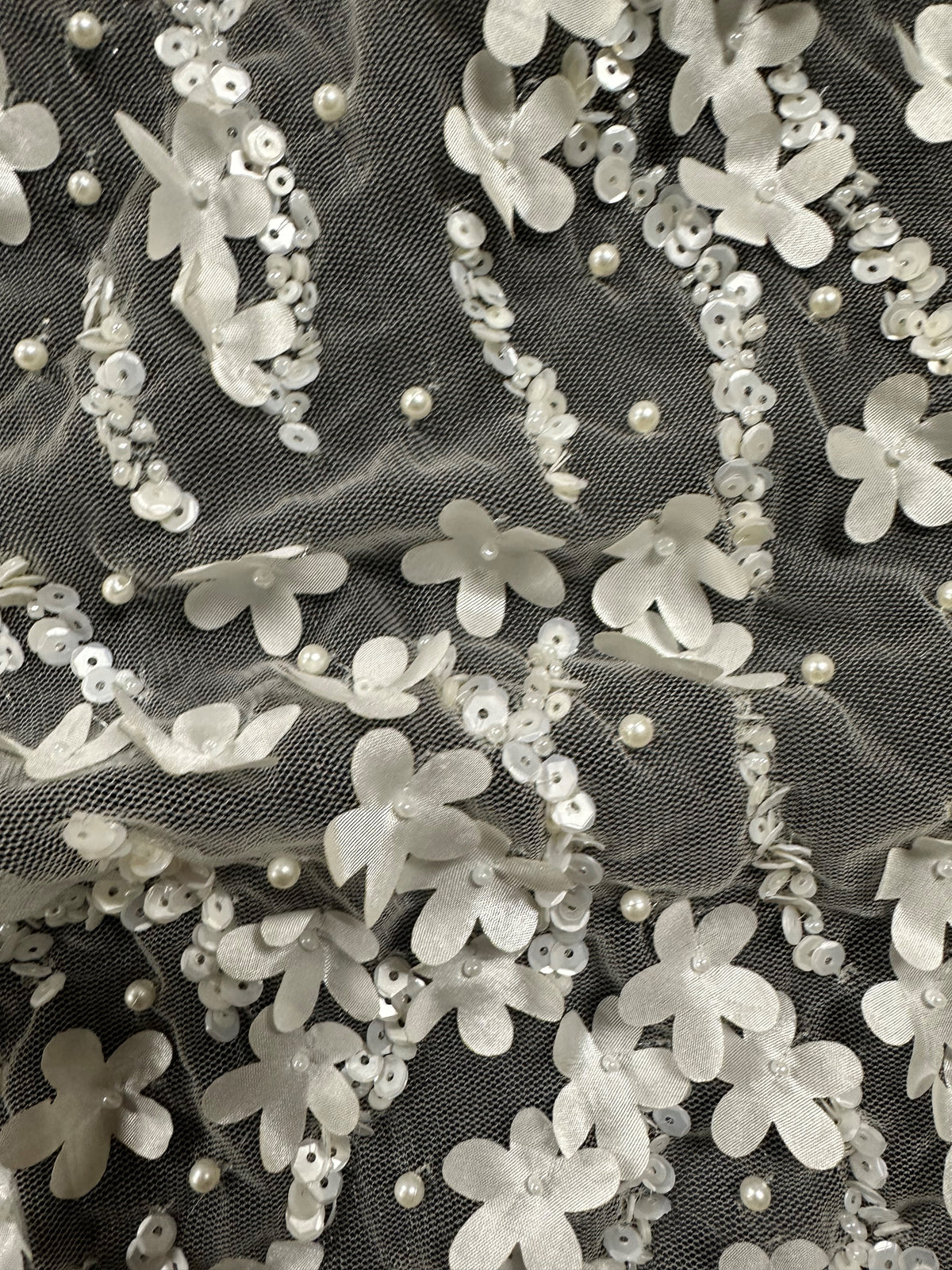 Dentelle laser perlée ivoire - Médaillon (CF Larisa)