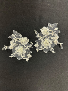 Appliques en dentelle ornées de perles ivoire - Sappy