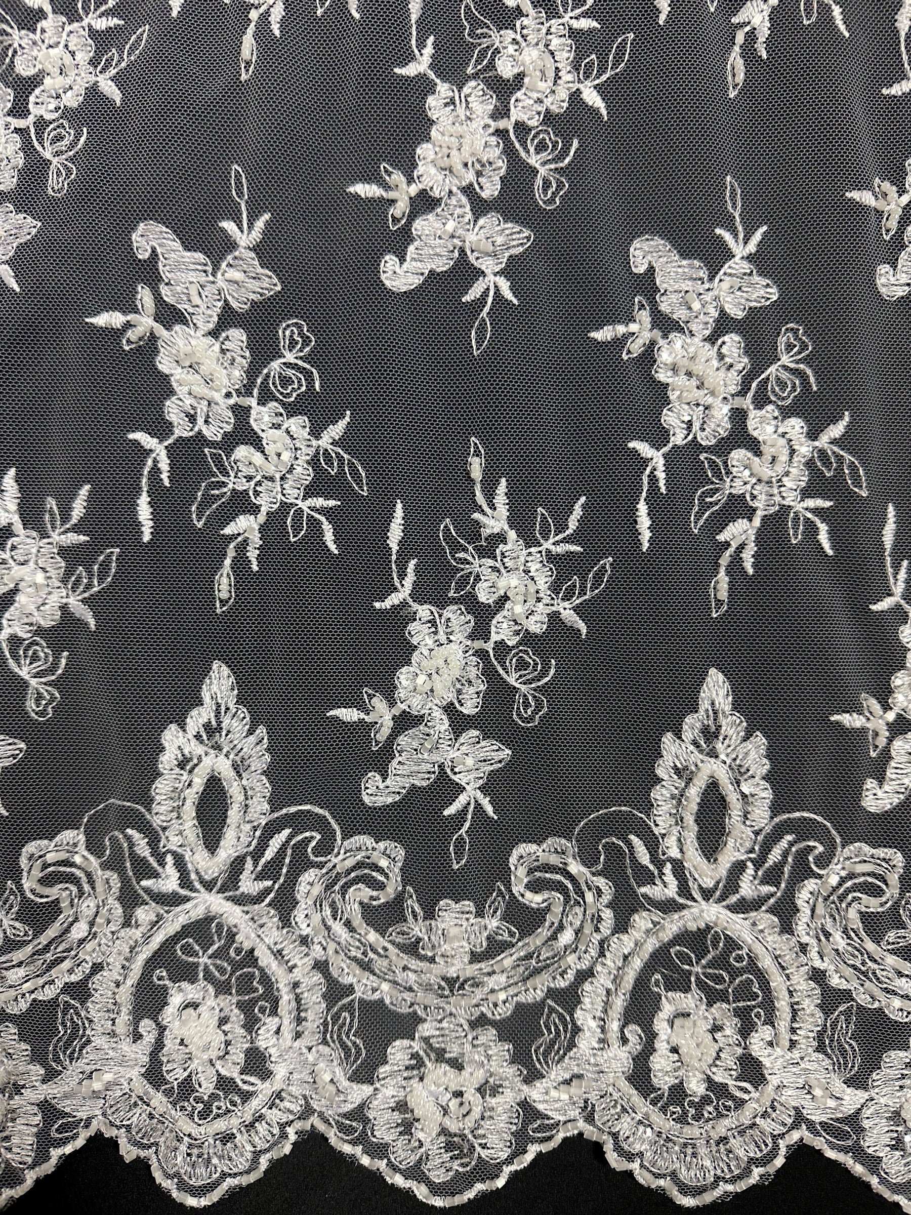 Dentelle perlée blanche - Sappy