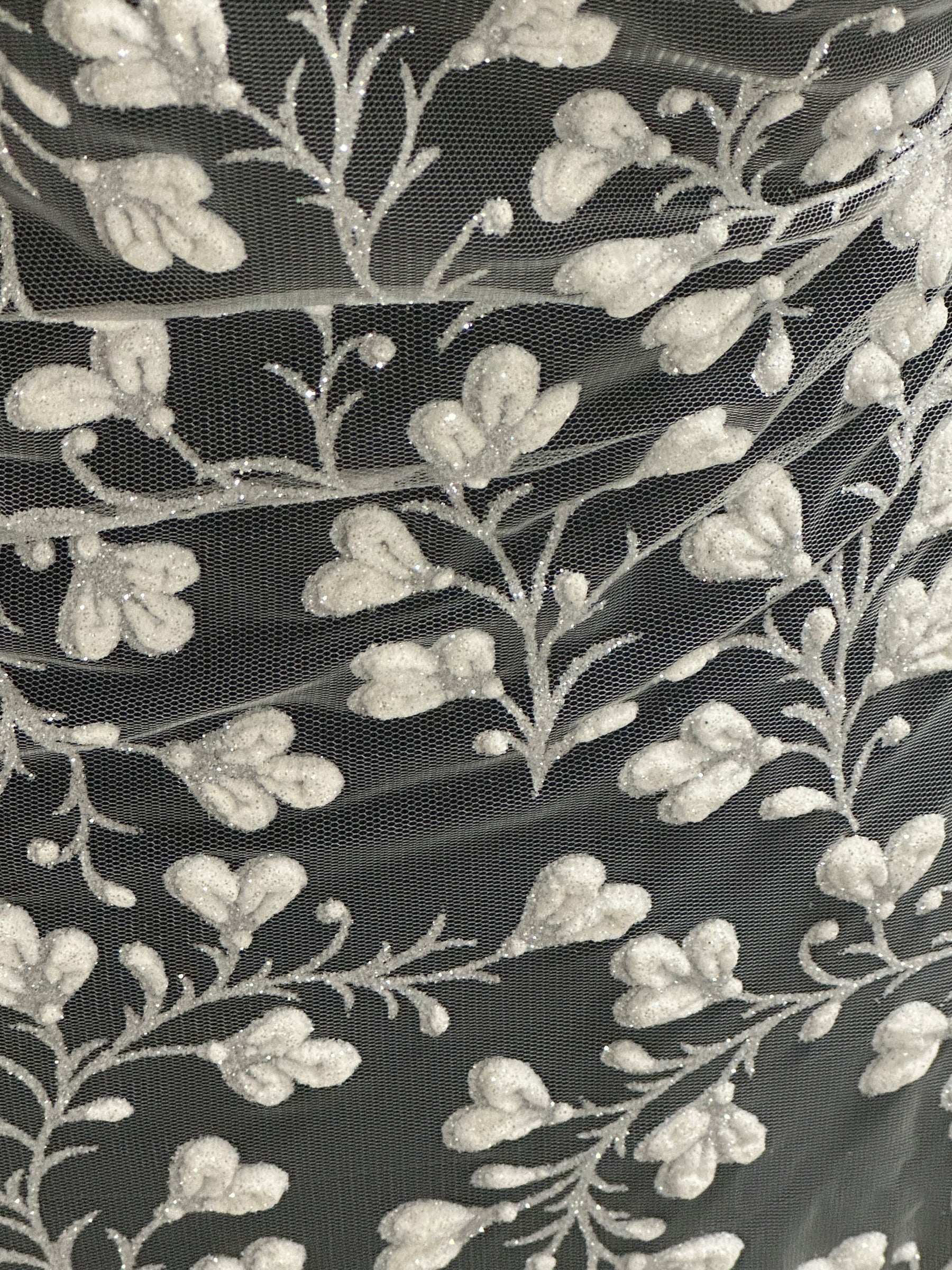 Dentelle bouffante à paillettes ivoire - Kira