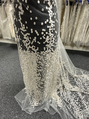 Dentelle brodée à paillettes ivoire - Jada