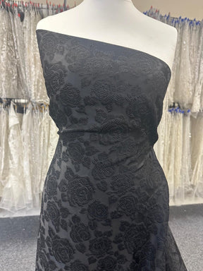 Brocart Jacquard Noir - Fleur