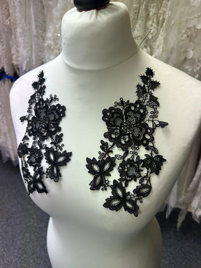 Appliques en Dentelle Guipure Noires - Courtney