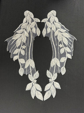 Appliques en dentelle perlée ivoire - MT4010