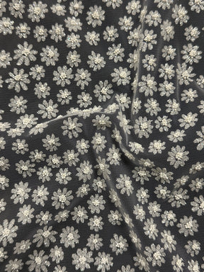 Tulle à paillettes blanches à fleurs - Joanne (CF)