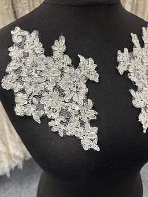Appliques en dentelle ivoire perlée – Margo
