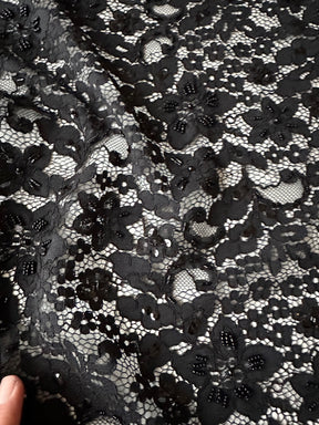 Dentelle noire perlée et cordée - Annabel (CF)