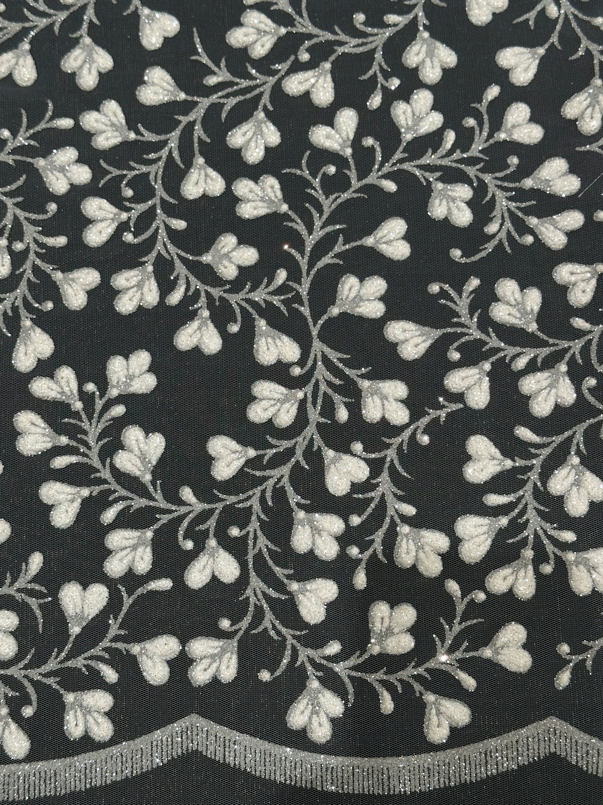 Dentelle bouffante à paillettes ivoire - Kira