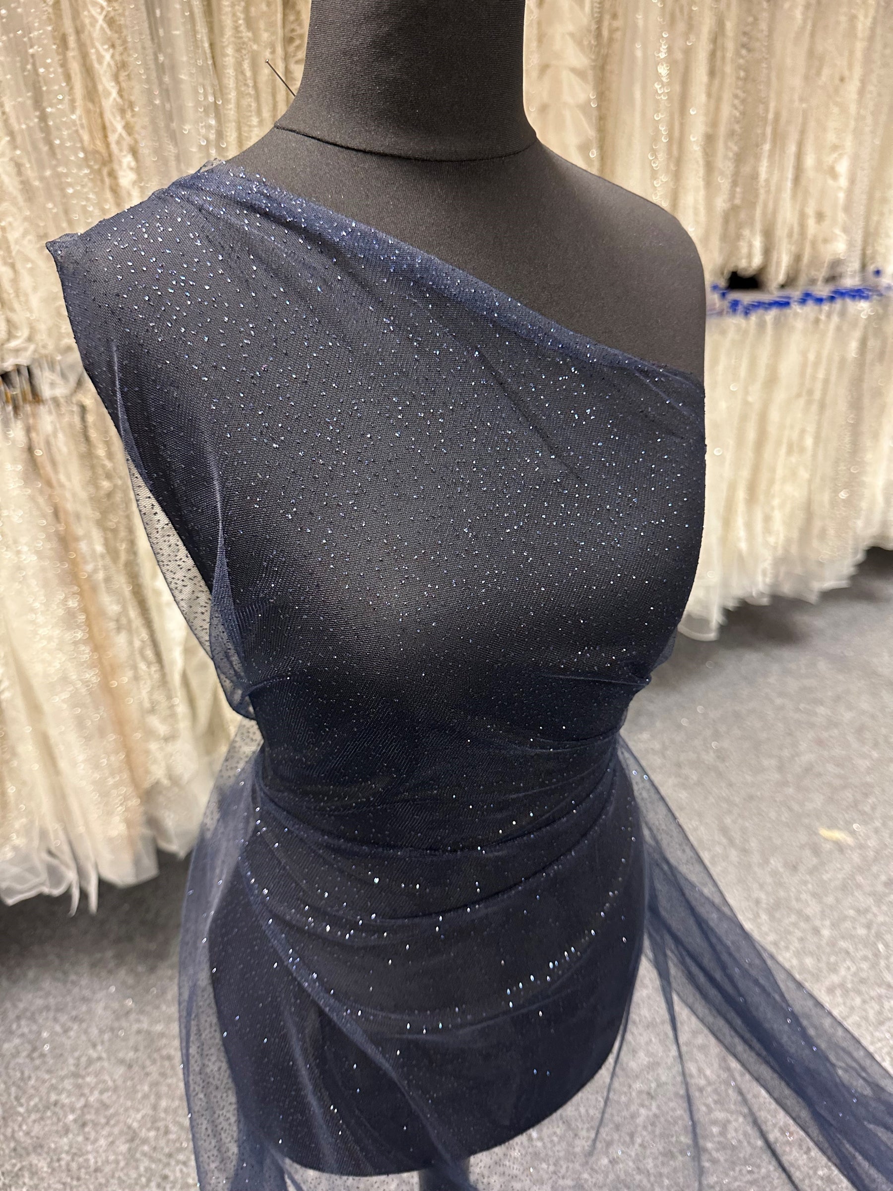 Tulle pailleté bleu marine - Trumpet
