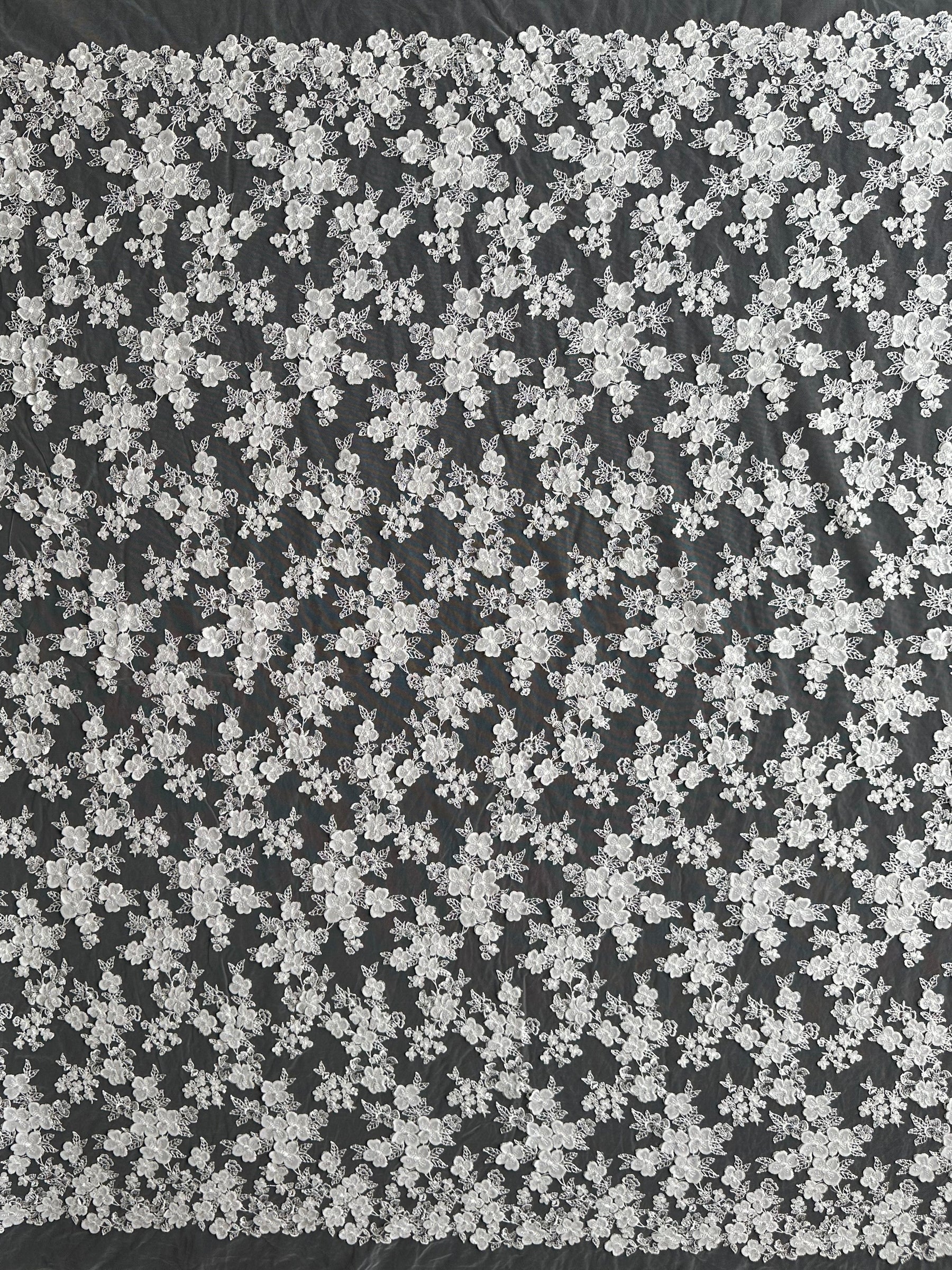 Dentelle 3D brodée ivoire - EB5033