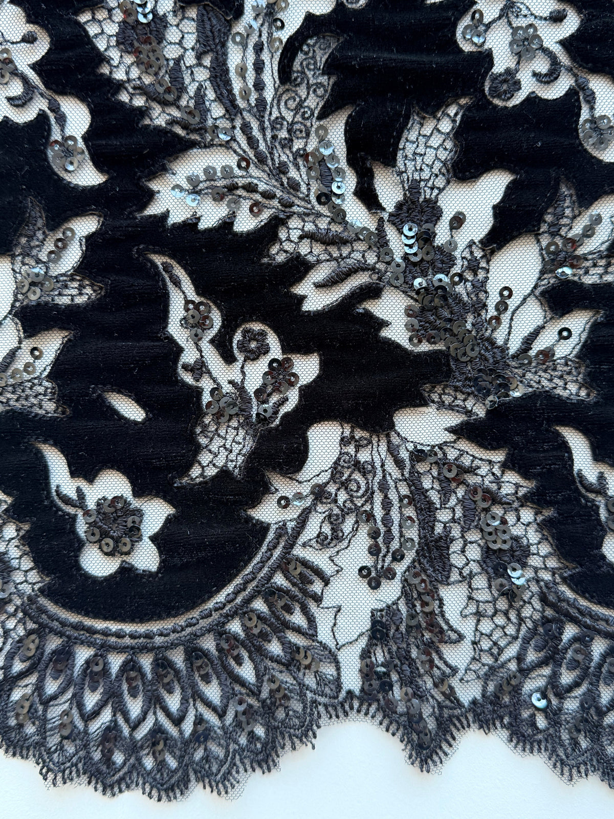 Black 3D Velvet Lace - EB3023