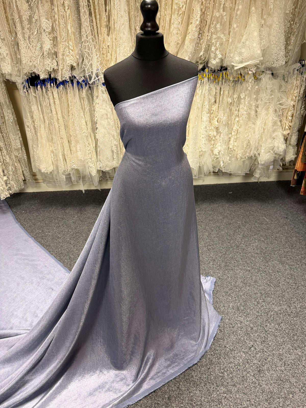 Blue Viscose Blend Fabric  - Ferrari