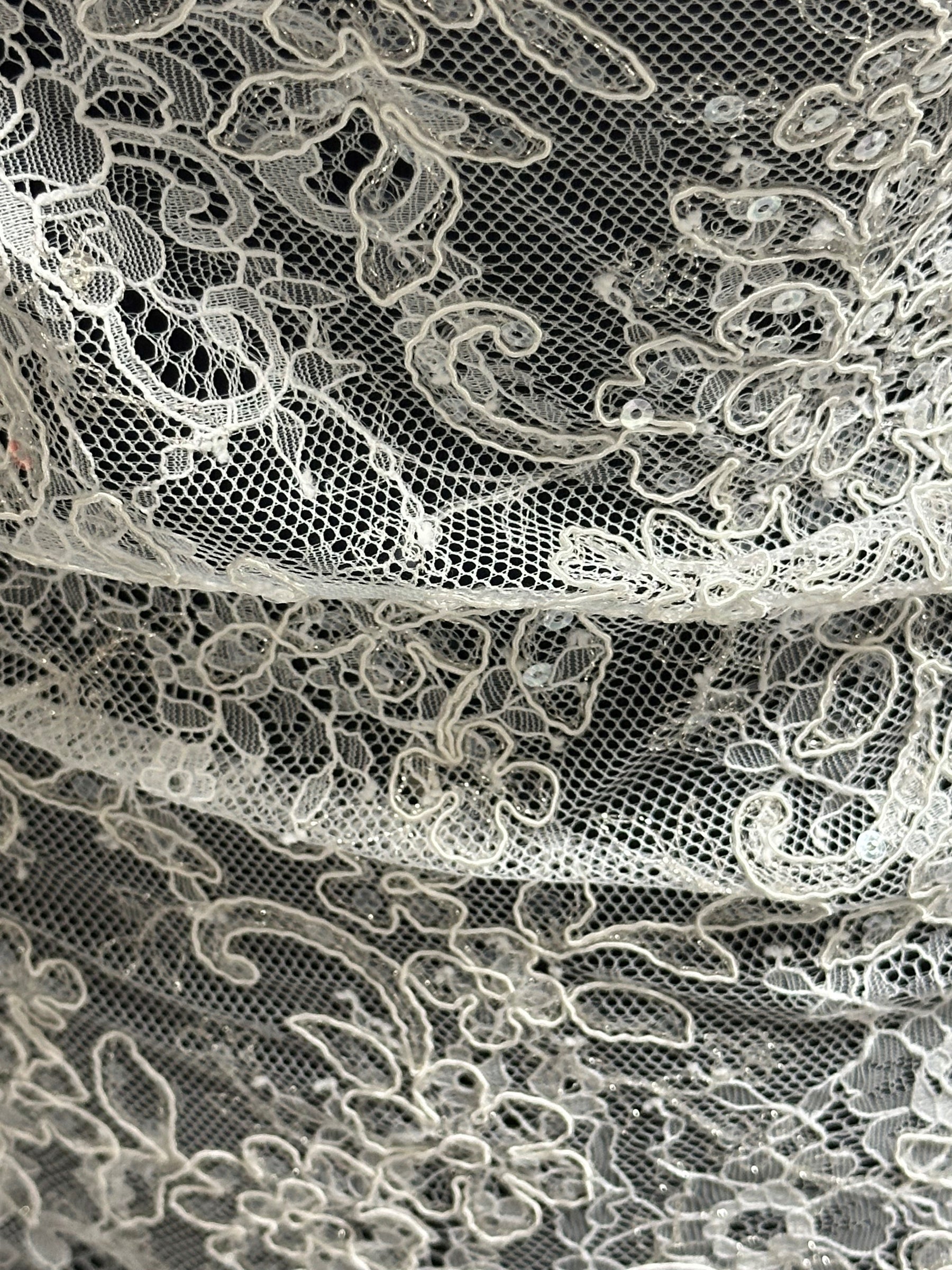 Dentelle ivoire à cordons et paillettes - Muffin