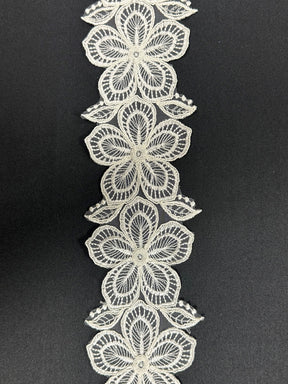 Bordure en dentelle ivoire cordée - Daffodil