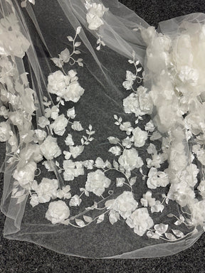 Dentelle florale 3D ivoire - Helzel