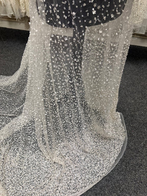 Dentelle à paillettes ivoire - Caris