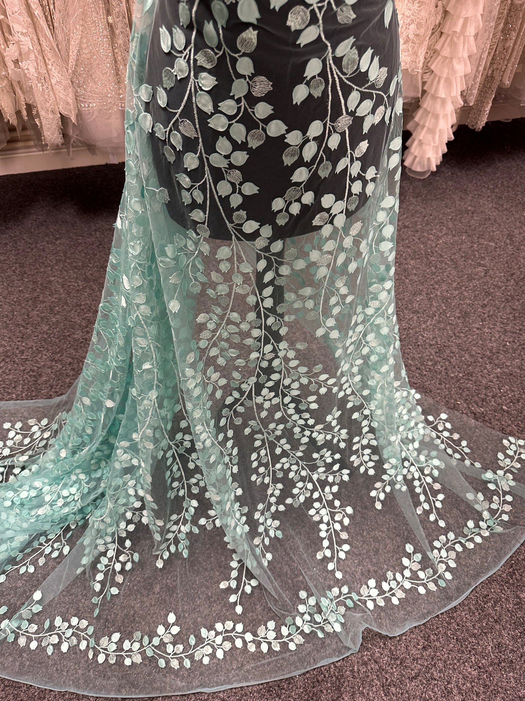 Dentelle brodée 3D Aqua - EB5034