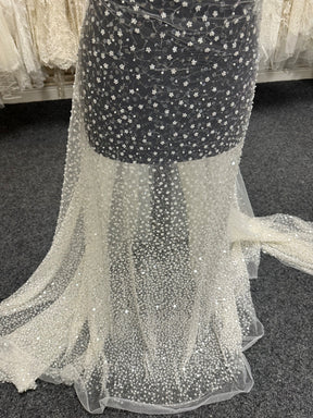 Tulle ivoire pailleté et perlé - Kenza