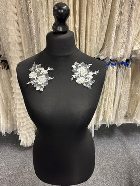 Appliques en dentelle ornées de perles ivoire - Sappy