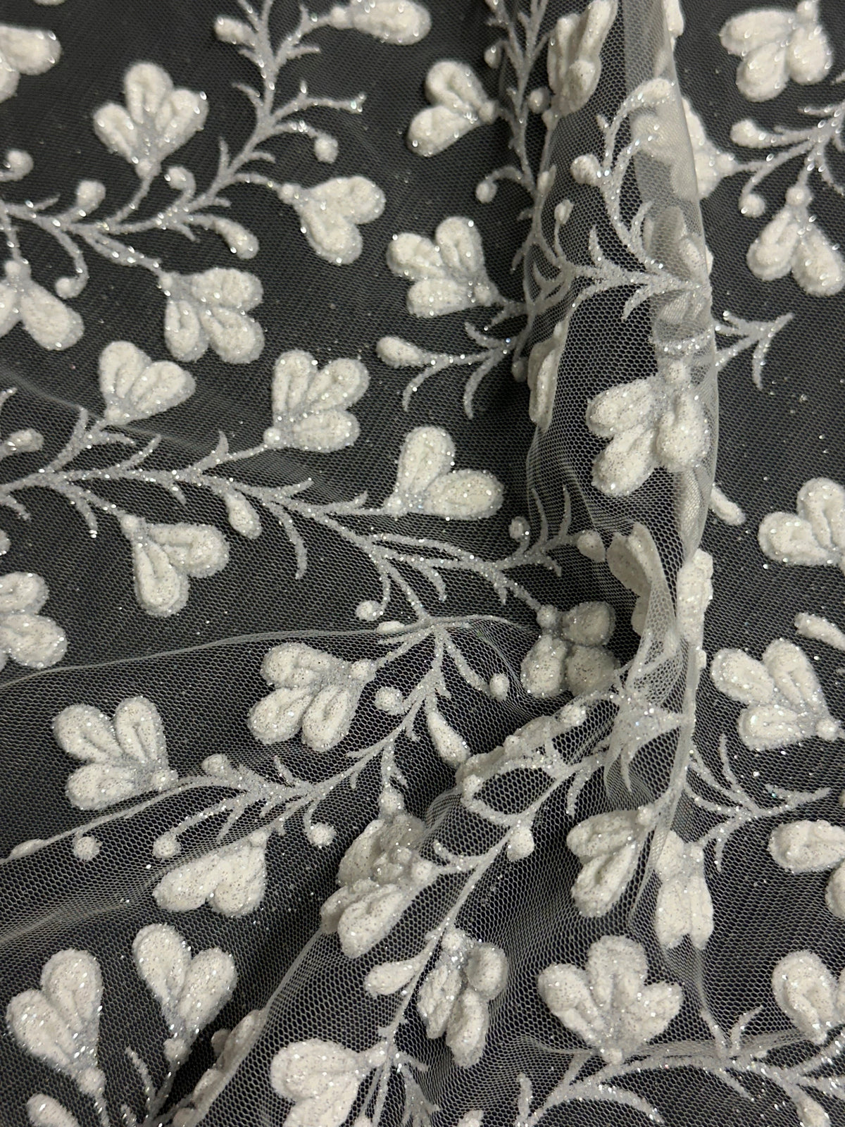 Dentelle bouffante à paillettes ivoire - Kira