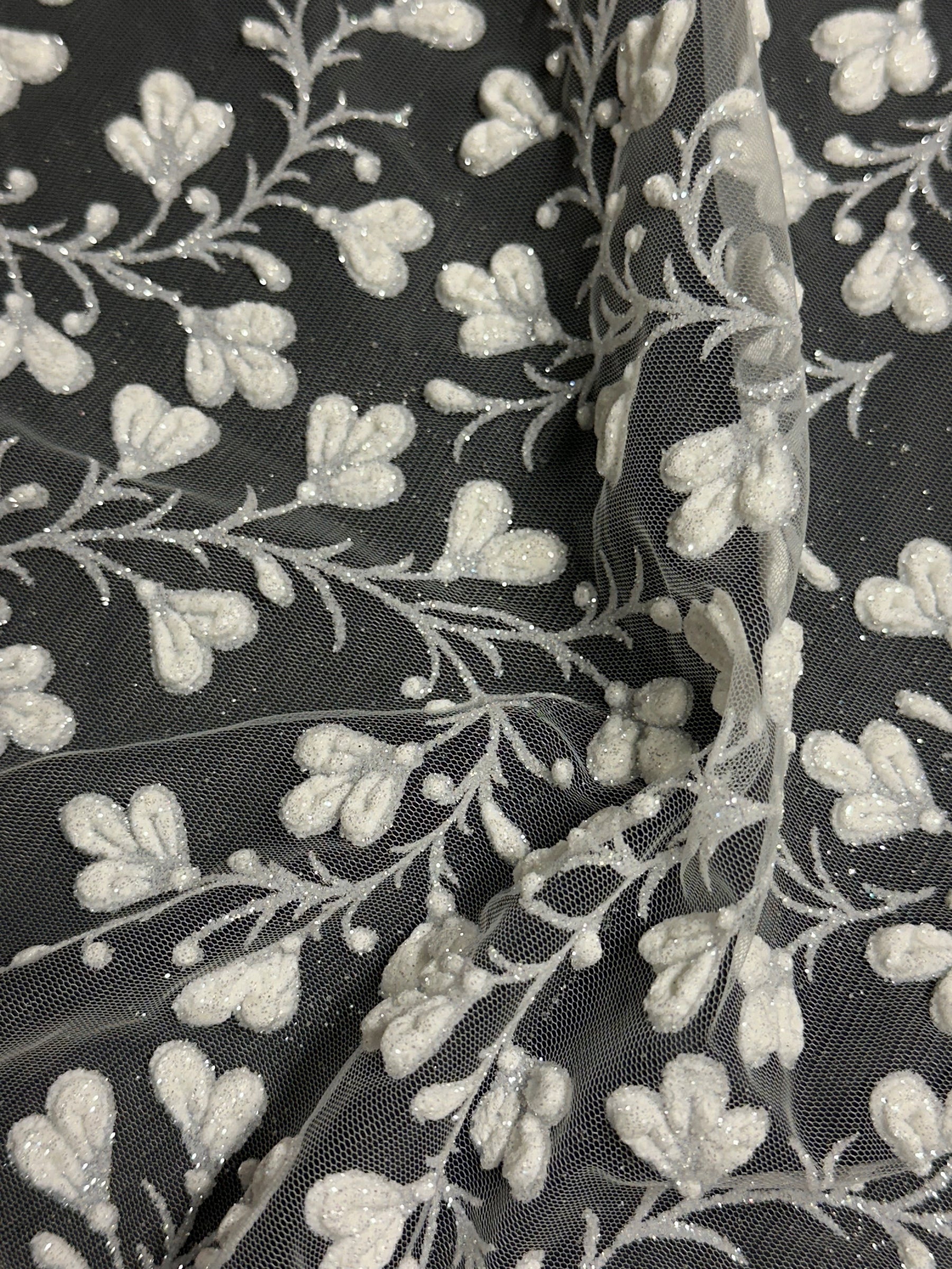 Dentelle bouffante à paillettes ivoire - Kira