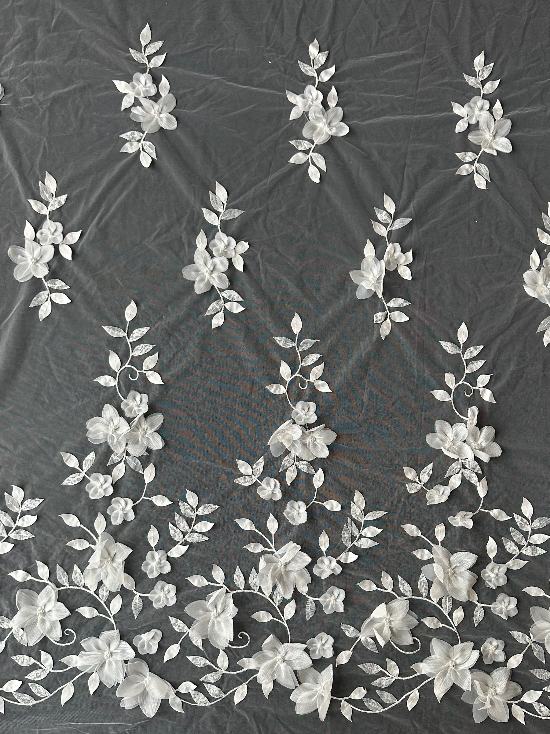 Dentelle florale 3D ivoire - Portobella