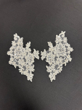 Appliques en dentelle ivoire perlée – Margo