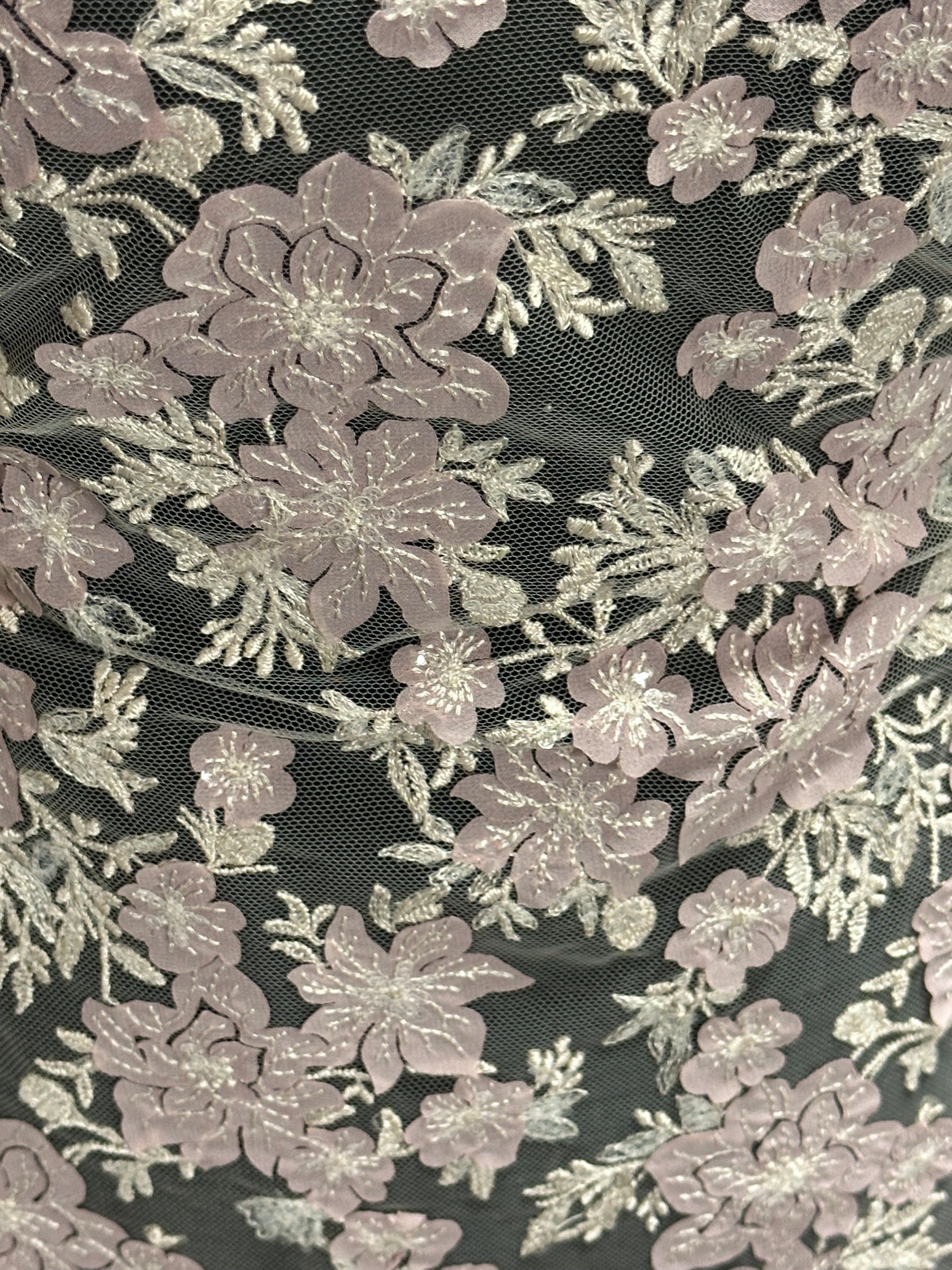 Dentelle brodée Rose poudré - EB3053