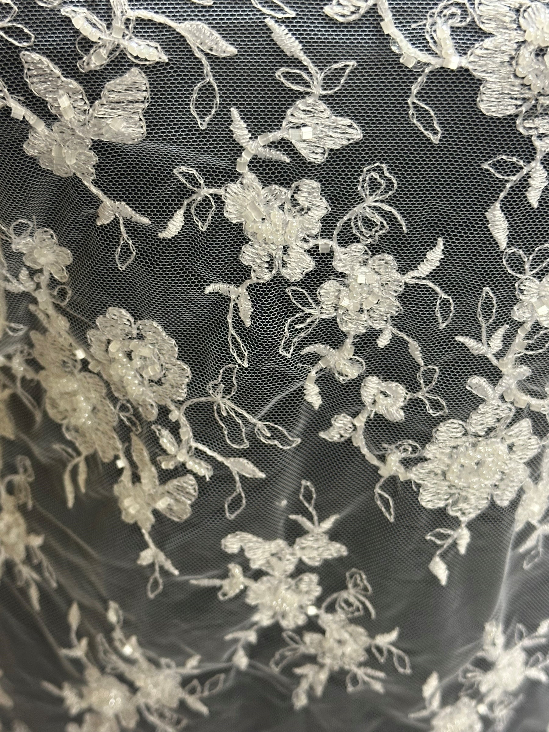 Dentelle perlée blanche - Sappy